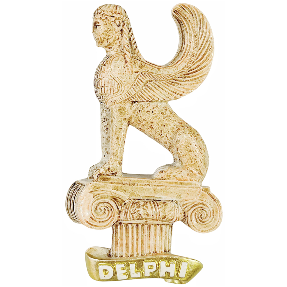 Magnet décoratif de Delphes – sphinx ailé sur colonne grecque