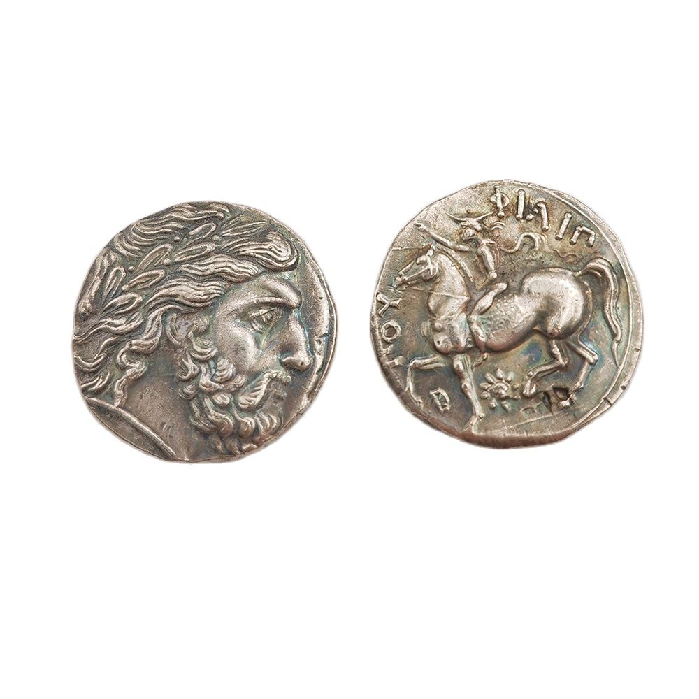 Pièce grecque commémorative – Profil antique et cavalier