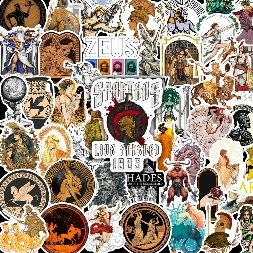 Lot de 50 autocollants Zeus et mythologie grecque