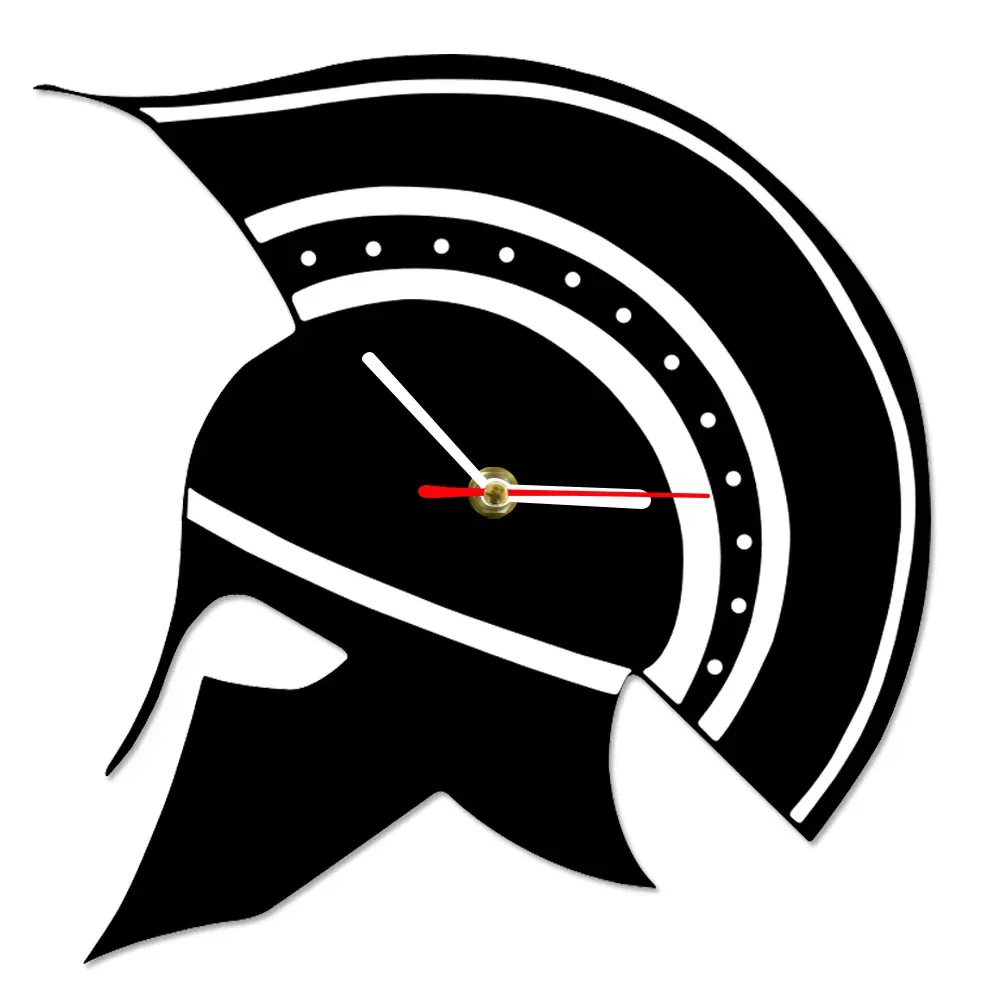 Horloge murale casque spartiate noir et blanc – 25 cm