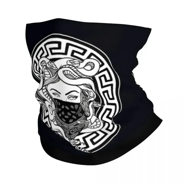Tour de cou Méduse – foulard multifonction noir à motif grec