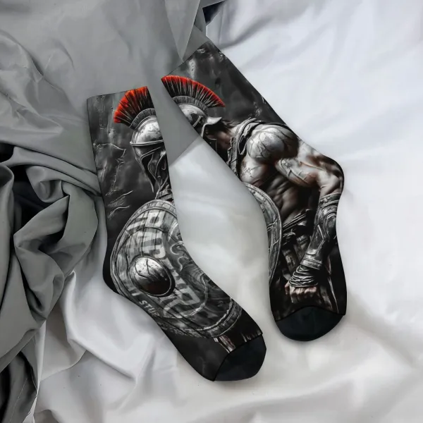 Chaussettes spartiates – guerrier grec, bouclier et crête rouge