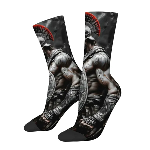 Chaussettes spartiates – guerrier grec, bouclier et crête rouge – Image 2
