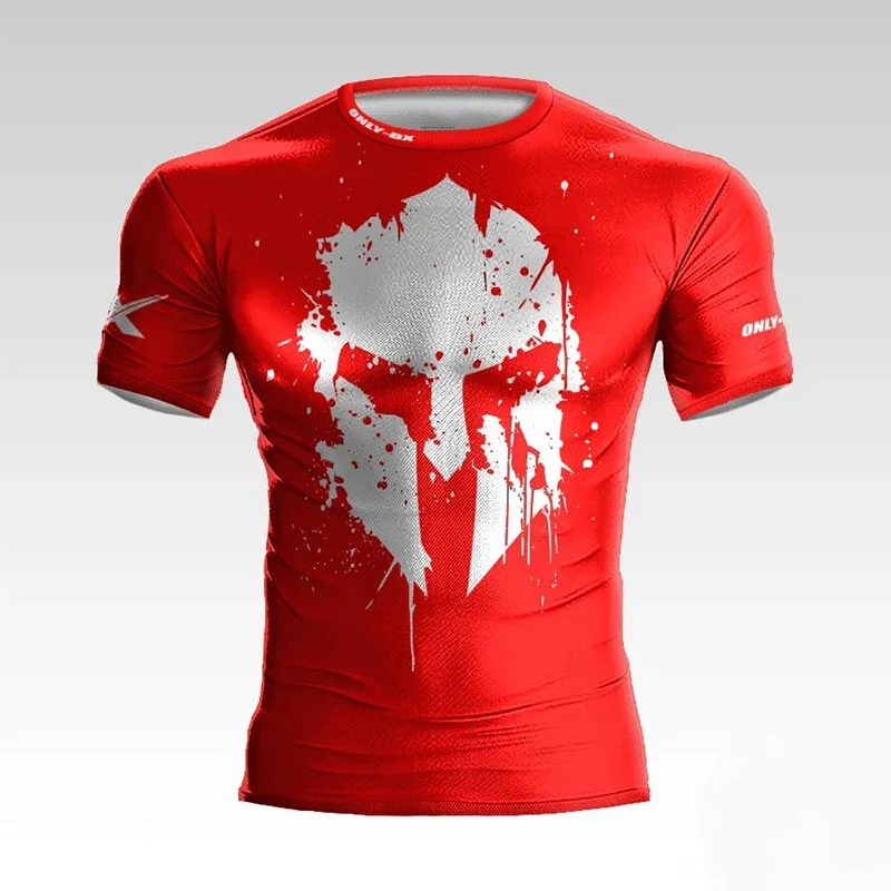 T-shirt Spartiate rouge et blanc – casque antique 3D