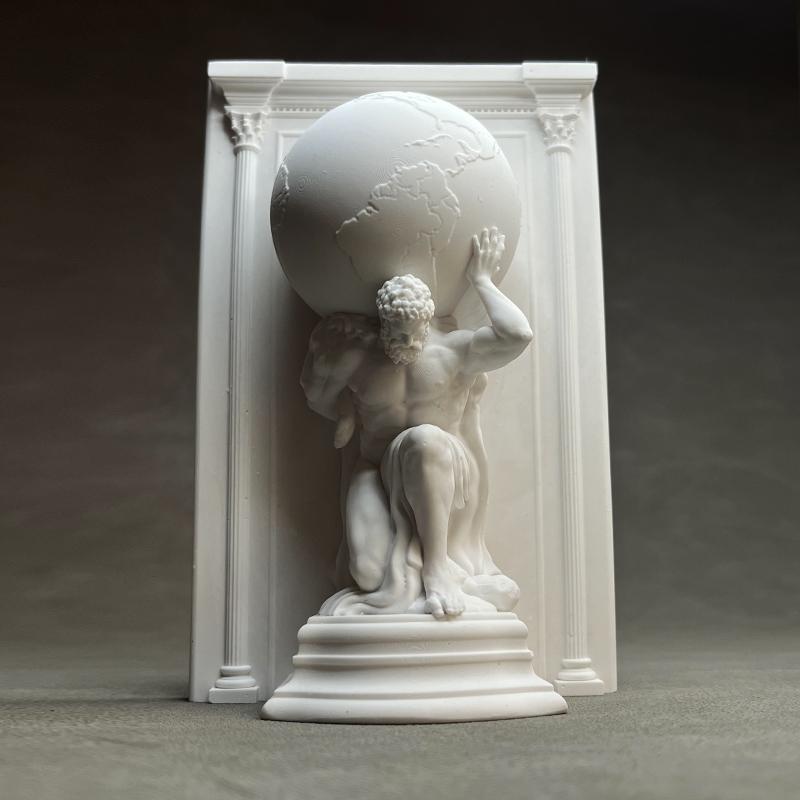 Serre-livres Atlas – Titan grec en gypse blanc