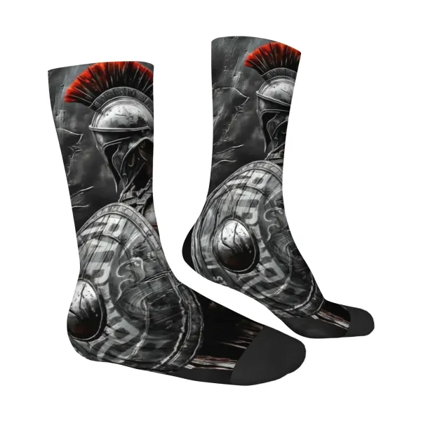 Chaussettes spartiates – guerrier grec, bouclier et crête rouge – Image 3
