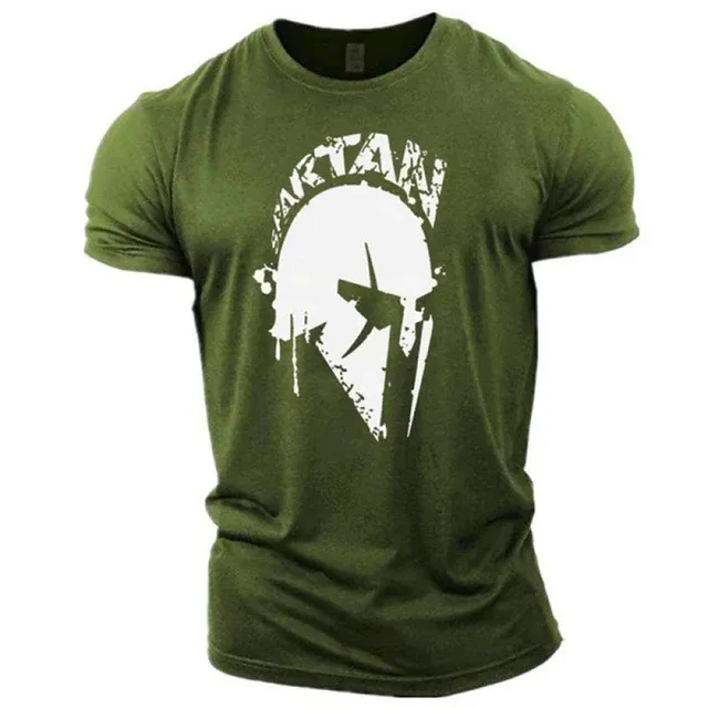 T-shirt Spartiate olive – casque grec blanc