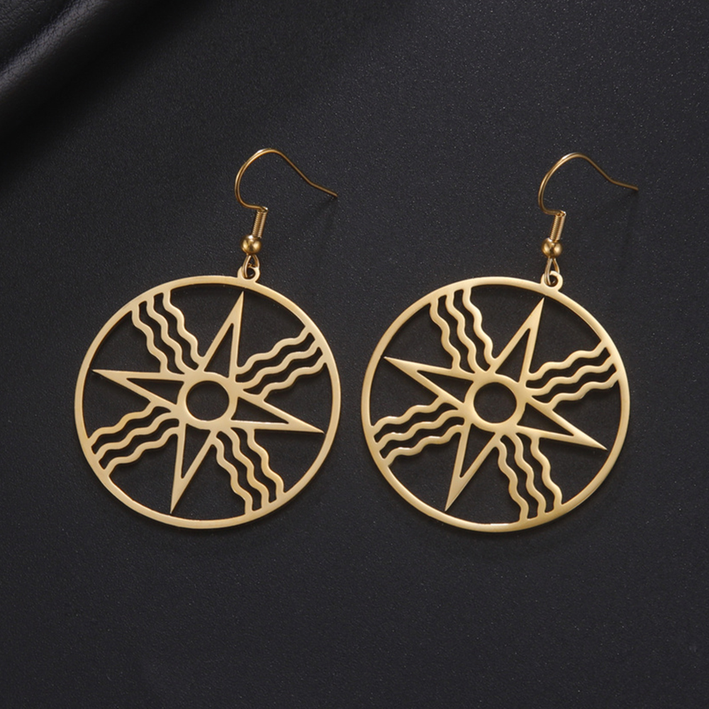 Boucles d'oreilles étoile solaire dorées