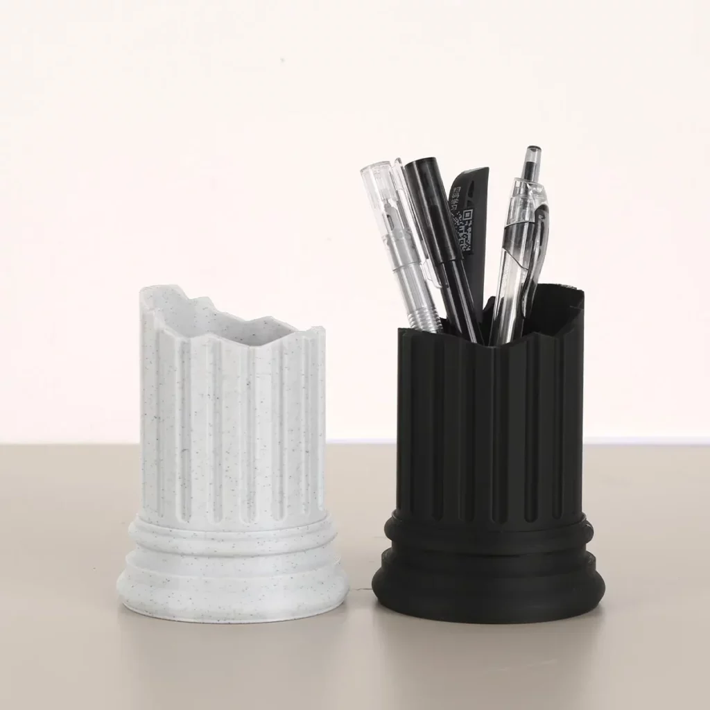 Porte-stylos colonne grecque noire – rangement de bureau