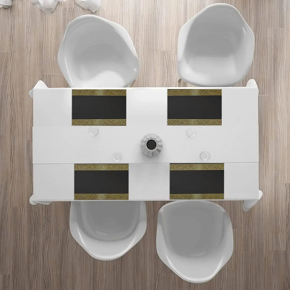 Set de 4 sets de table grecs noirs – bordure méandre dorée – Image 3