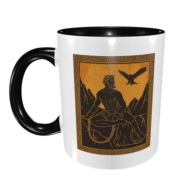 Mug Prométhée – silhouette mythologique noire et or
