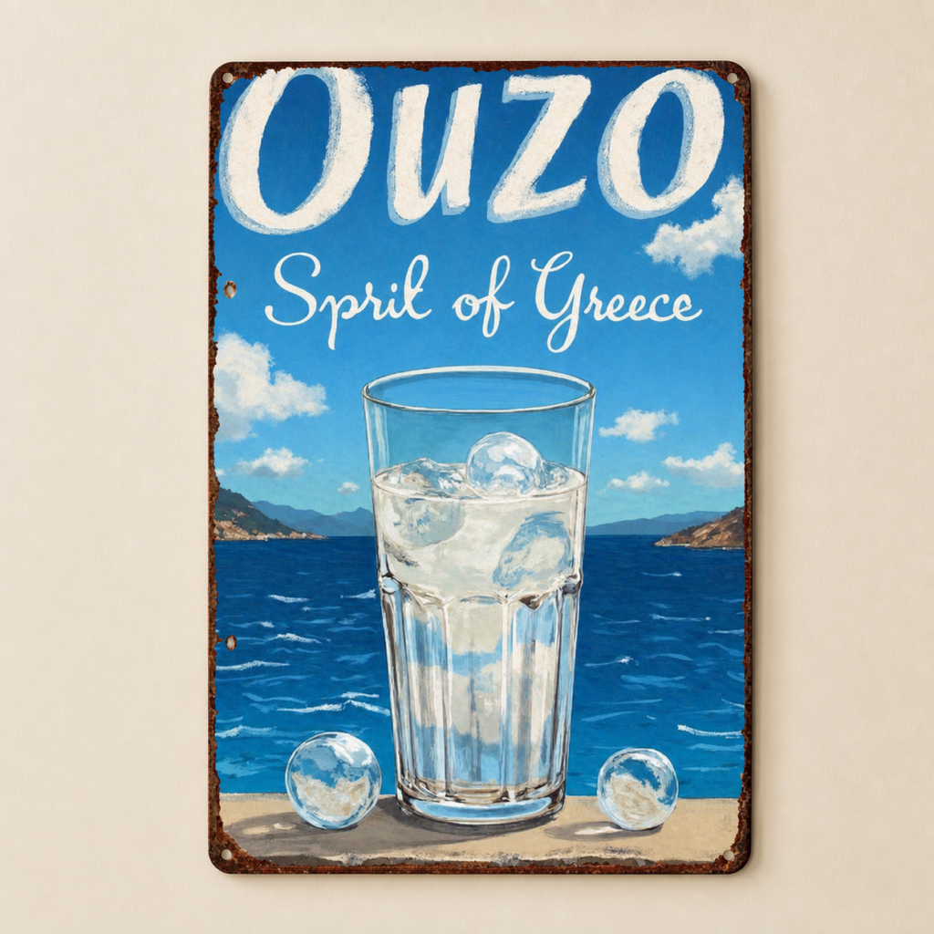 Plaque murale Ouzo – Spirit of Greece et décoration grecque vintage