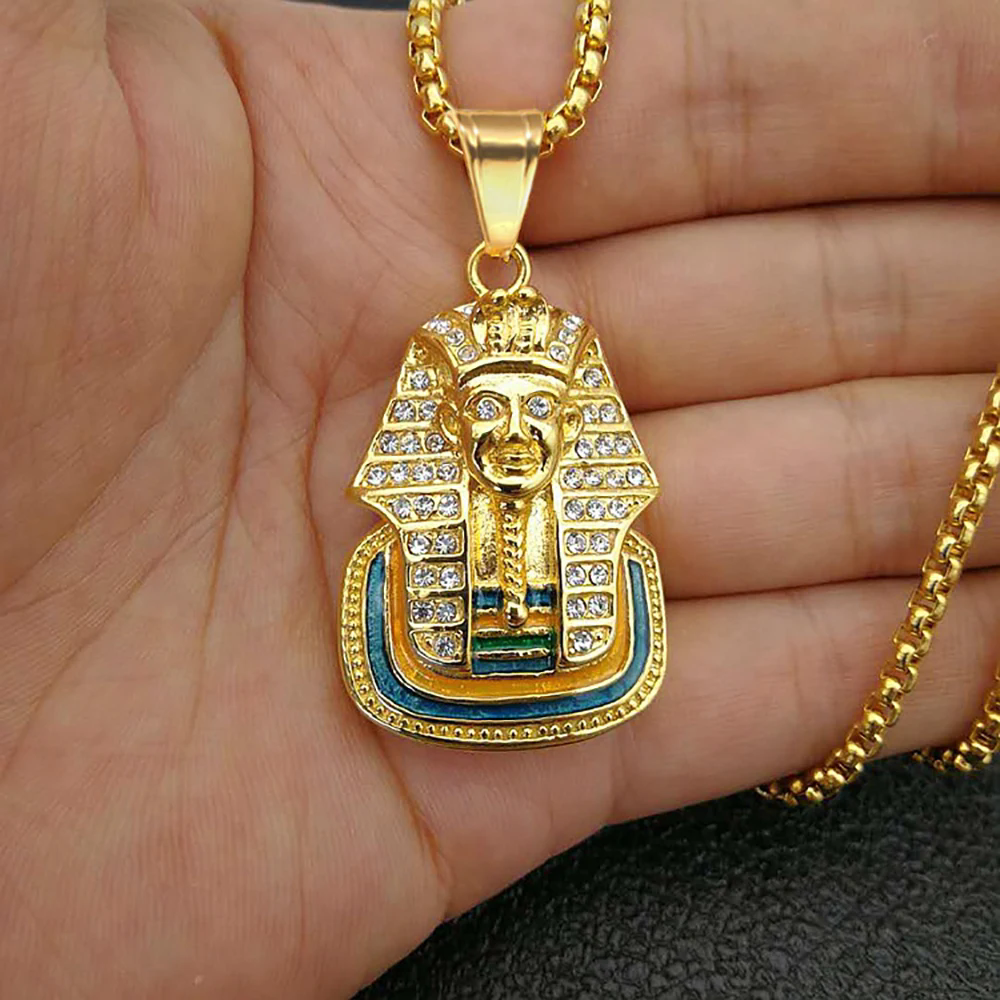 Pendentif pharaon égyptien doré brillant