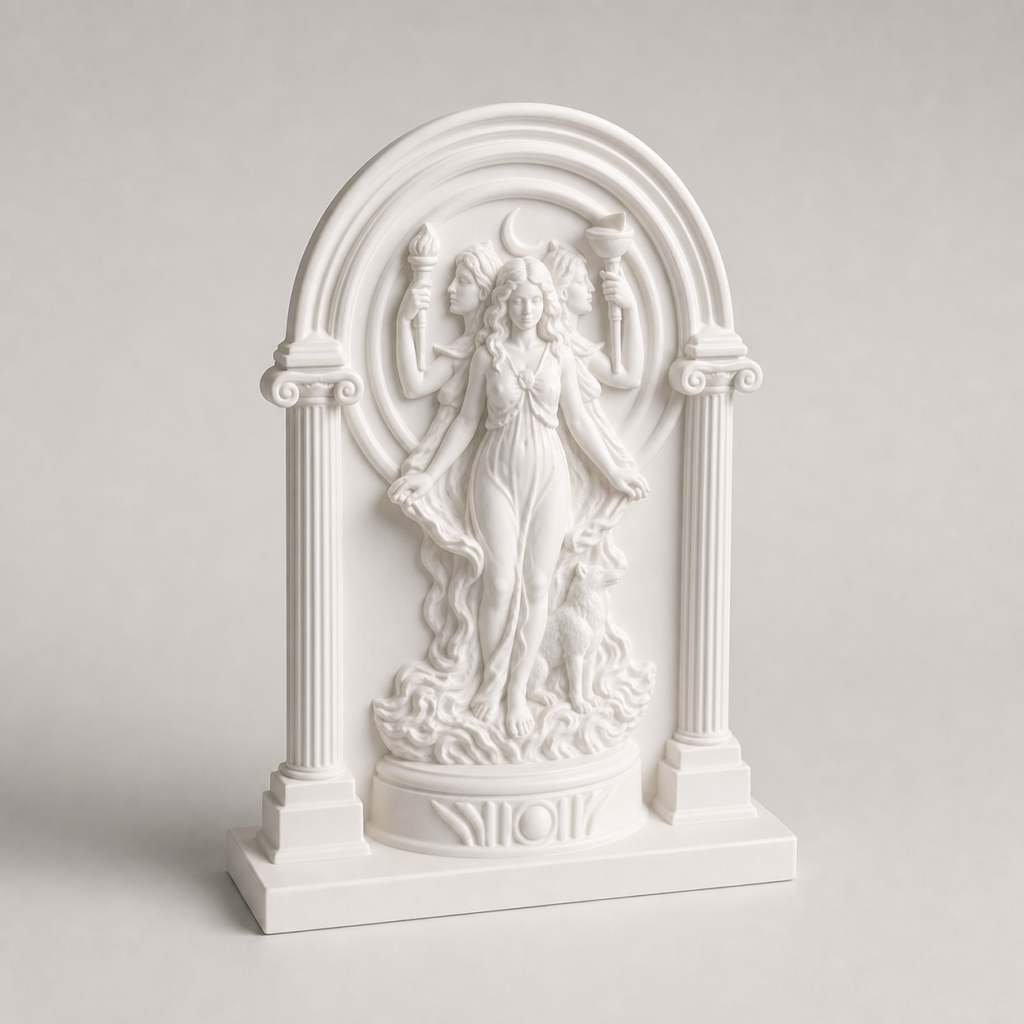 Relief d’Hécate – Triple déesse grecque sous arche ionique