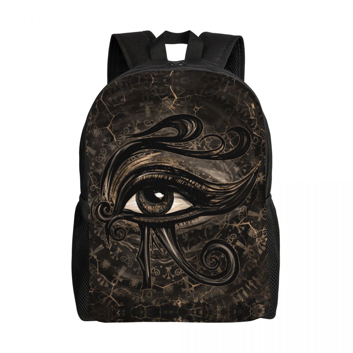 Sac à dos brun marbré avec grand œil égyptien