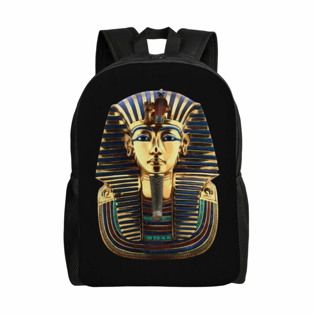 Sac à dos noir avec buste royal égyptien bleu et or