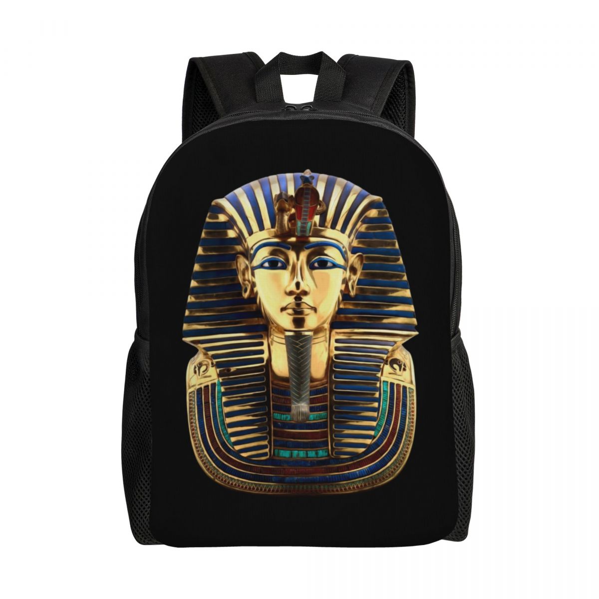 Sac à dos noir avec buste royal égyptien bleu et or