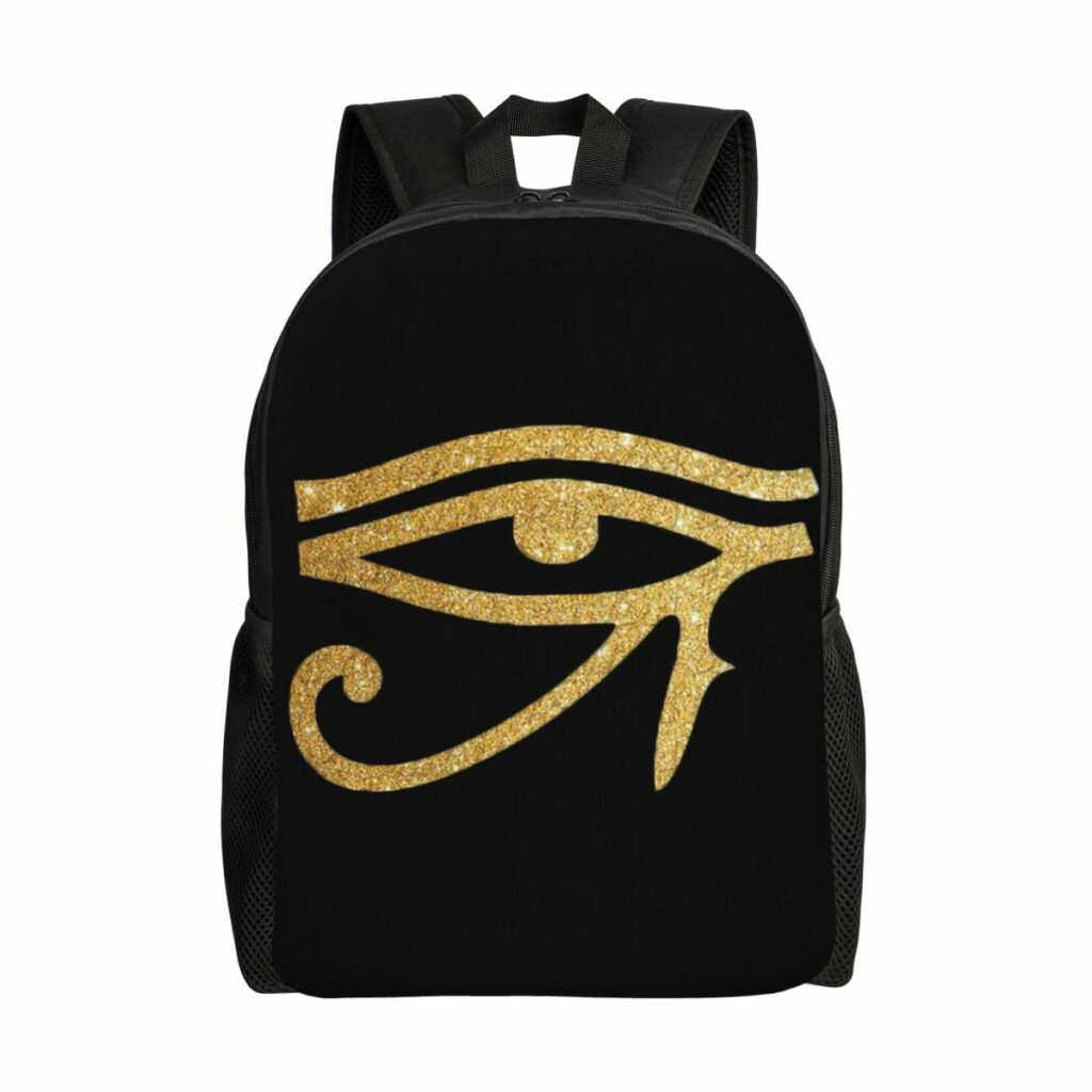 Sac à dos noir et or avec grand œil d’Horus