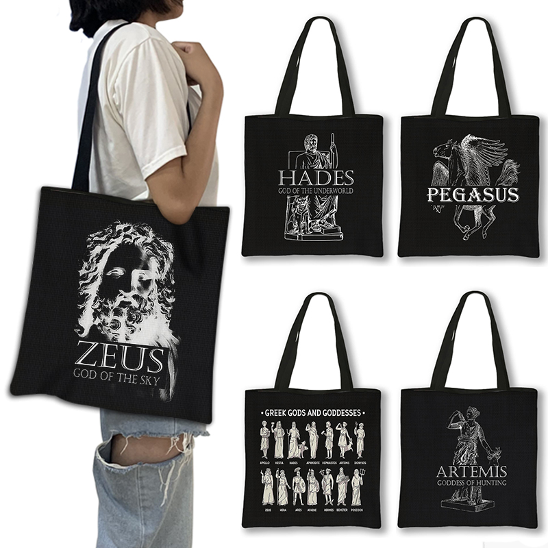 Sac cabas Athena et centaure - tote bag grec 34 x 34 cm