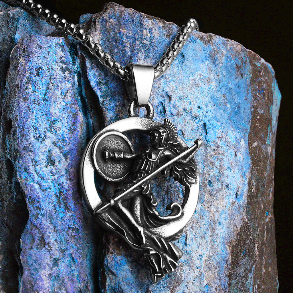 Collier deesse grecque - pendentif feminin argente