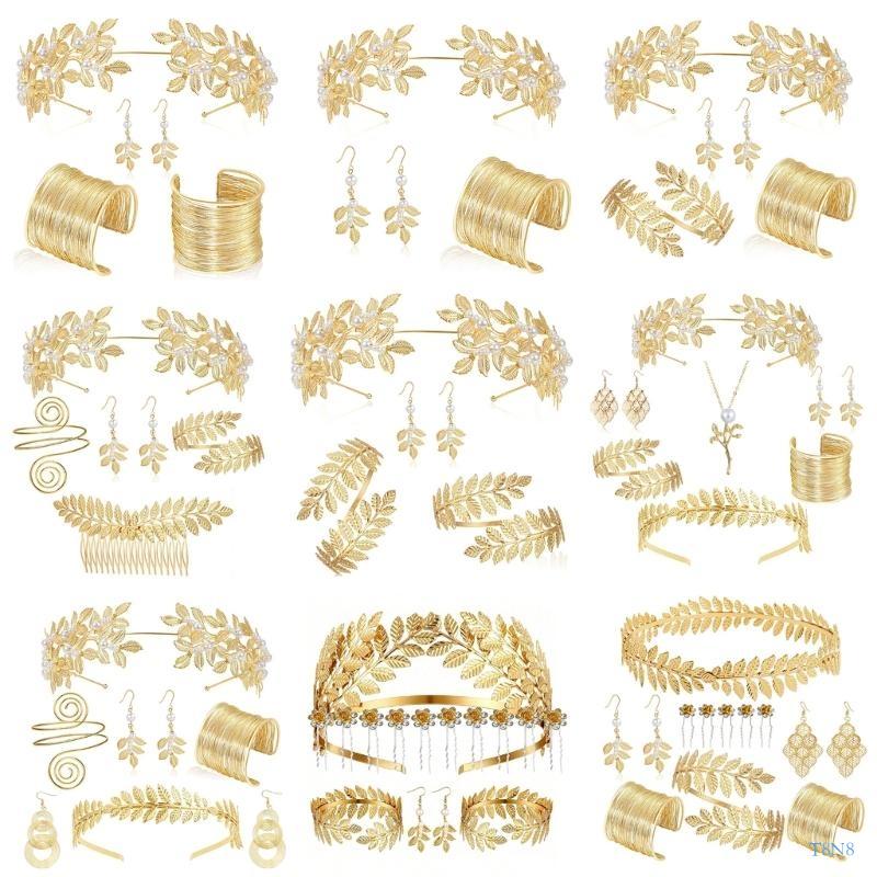 Parure grecque doree - couronne, bracelet et ornements