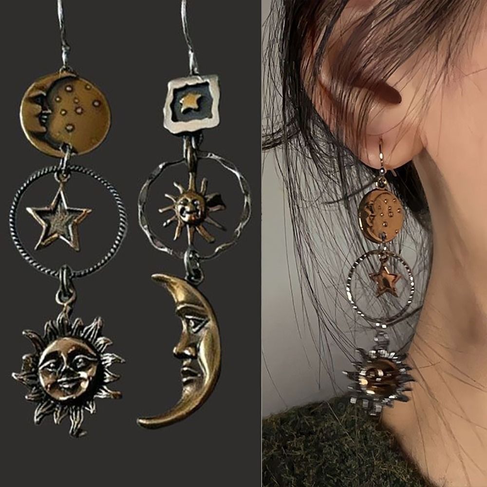 Boucles d oreilles etoile et lune - pendantes vintage
