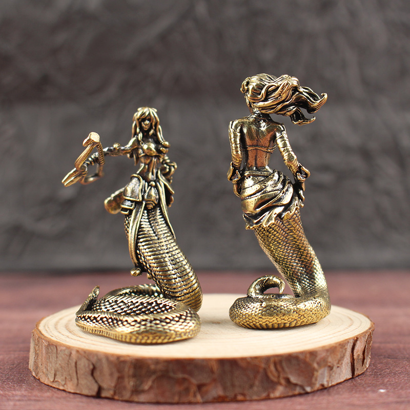 Méduse en laiton vintage – figurine de bureau