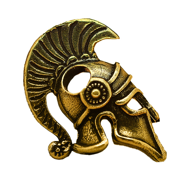 Broche casque spartiate – insigne doré de guerrier grec